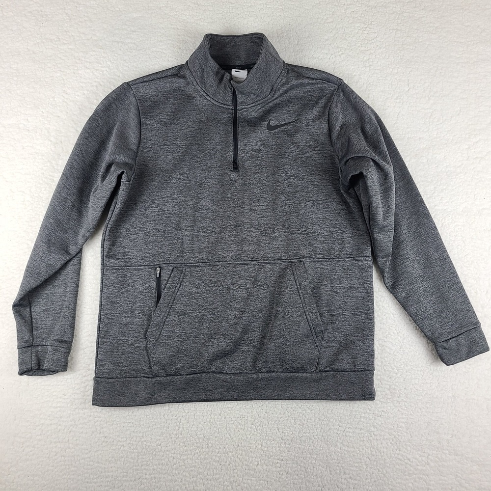 Nike Sweater Mens Large Dark Gray Thermal Fit Zipper Quarter Zip Performance